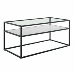 Modern Reversible Open Shelf Coffee Table - Saracina Home White Faux Marble/dark Concrete -Coffee Tables Elegant store unnamed file 1029