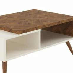 Two-Tone Wooden Coffee Table with Splayed Legs and Storage Shelf White/Brown - The Urban Port -Coffee Tables Elegant store unnamed file 1066