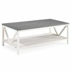48" Two-Tone Distressed Wood Farmhouse Coffee Table - Saracina Home Rustic Oak/white -Coffee Tables Elegant store unnamed file 111