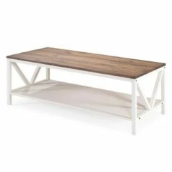 48" Two-Tone Distressed Wood Farmhouse Coffee Table - Saracina Home Rustic Oak/white -Coffee Tables Elegant store unnamed file 113