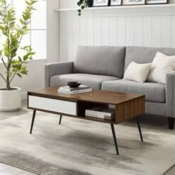 Mid-Century Modern Fluted Drawer Coffee Table - Saracina Home Solid White/dark Walnut 14 Mid-Century Modern Fluted Drawer Coffee Table - Saracina Home Solid White/dark Walnut -Coffee Tables Elegant store unnamed file 1170