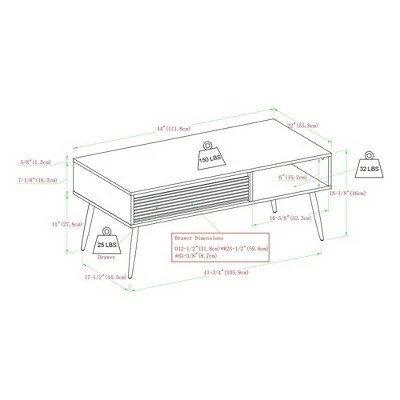 Mid-Century Modern Fluted Drawer Coffee Table - Saracina Home Solid White/dark Walnut 9 Mid-Century Modern Fluted Drawer Coffee Table - Saracina Home Solid White/dark Walnut - Image 7