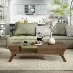 Kathryne Modern Flip Down Cabinet Coffee Table - HOMES: Inside + Out Brown