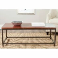 Alec Coffee Table White/Brown - Safavieh