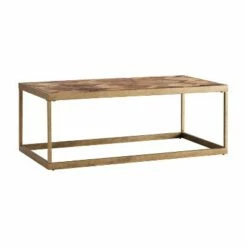 Darheath Reclaimed Wood Cocktail Table Natural/Brass - Aiden Lane