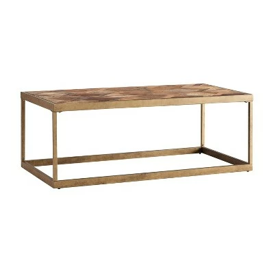 Darheath Reclaimed Wood Cocktail Table Natural/Brass - Aiden Lane 3 Darheath Reclaimed Wood Cocktail Table Natural/Brass - Aiden Lane