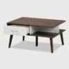 Merlin Two-Tone 2 Drawer Coffee Table White/Walnut - Baxton Studio