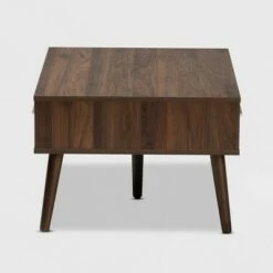 Merlin Two-Tone 2 Drawer Coffee Table White/Walnut - Baxton Studio -Coffee Tables Elegant store unnamed file 1317