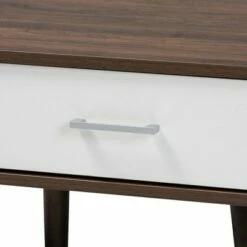 Merlin Two-Tone 2 Drawer Coffee Table White/Walnut - Baxton Studio -Coffee Tables Elegant store unnamed file 1318