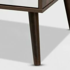 Merlin Two-Tone 2 Drawer Coffee Table White/Walnut - Baxton Studio -Coffee Tables Elegant store unnamed file 1319