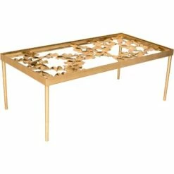 Otto Ginkgo Leaf Coffee Table - Gold/Glass - Safavieh