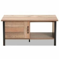 Vaughan Two-Tone Rustic Oak and Wood Coffee Table Brown/Black - Baxton Studio -Coffee Tables Elegant store unnamed file 1373