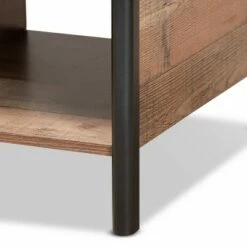 Vaughan Two-Tone Rustic Oak and Wood Coffee Table Brown/Black - Baxton Studio -Coffee Tables Elegant store unnamed file 1375