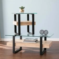 Craygrove Farmhouse Cocktail Table Natural/Black - Aiden Lane -Coffee Tables Elegant store unnamed file 1383