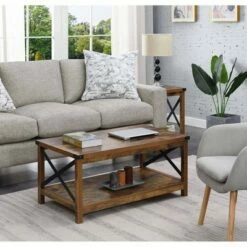 Durango Coffee Table with Shelf - Breighton Home Oak/black