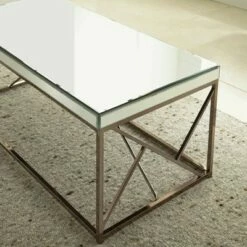 Steve Silver Co. Evelyn Cocktail Table Copper Chrome and Mirror - Steve Silver