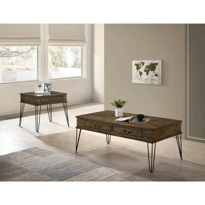 Dubon 2 Drawer Coffee Table Rustic Oak - HOMES: Inside + Out 4 Dubon 2 Drawer Coffee Table Rustic Oak - HOMES: Inside + Out - Image 2