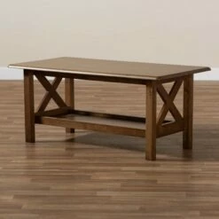 Reese Rectangular Wood Coffee Table Brown - Baxton Studio -Coffee Tables Elegant store unnamed file 1447