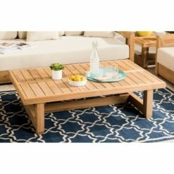 Montford Teak Coffee Table Teak/Beige - Safavieh