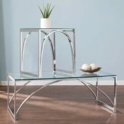 Kalb Glass Top Cocktail Table Chrome - Aiden Lane -Coffee Tables Elegant store unnamed file 1471