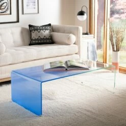 Crysta Ombre Glass Coffee Table Blue - Safavieh