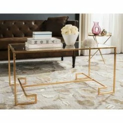 Burton Coffee Table - Gold/Glass - Safavieh