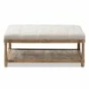 Carlotta French Country Weathered Oak Linen Rectangular Coffee Table Ottoman Beige - Baxton Studio -Coffee Tables Elegant store unnamed file 154