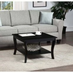 American Heritage Square Coffee Table with Shelf - Breighton Home Dark Gray