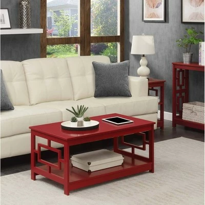 Town Square Coffee Table with Shelf Cranberry Red - Breighton Home 3 Town Square Coffee Table with Shelf Cranberry Red - Breighton Home