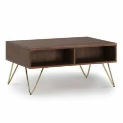 Moreno Small Lift Top Coffee Table Umber Brown and Gold - WyndenHall