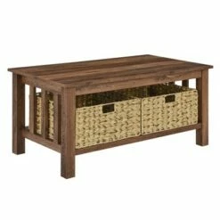 Mission Coffee Table with Woven Baskets - Saracina Home Black -Coffee Tables Elegant store unnamed file 167