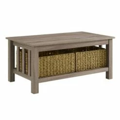 Mission Coffee Table with Woven Baskets - Saracina Home Black -Coffee Tables Elegant store unnamed file 170