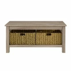Mission Coffee Table with Woven Baskets - Saracina Home Black -Coffee Tables Elegant store unnamed file 171