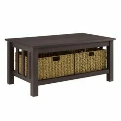 Mission Coffee Table with Woven Baskets - Saracina Home Black -Coffee Tables Elegant store unnamed file 173