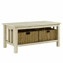 Mission Coffee Table with Woven Baskets - Saracina Home Black -Coffee Tables Elegant store unnamed file 175