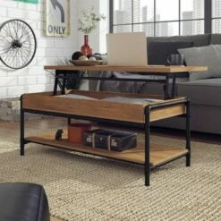 Iron City Lift Top Coffee Table Checked Oak - Sauder -Coffee Tables Elegant store unnamed file 1766