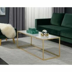 Gold Coast Faux Marble Rectangle Coffee Table White Faux Marble/Gold Frame - Breighton Home -Coffee Tables Elegant store unnamed file 1792