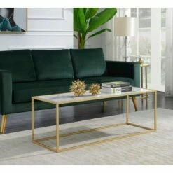 Gold Coast Faux Marble Rectangle Coffee Table White Faux Marble/Gold Frame - Breighton Home -Coffee Tables Elegant store unnamed file 1793