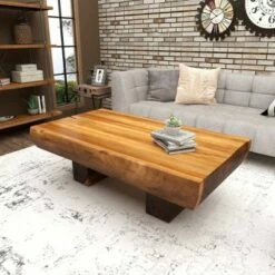 Olivia & May Contemporary Acacia Wood Coffee Table Brown - Olivia & May -Coffee Tables Elegant store unnamed file 182
