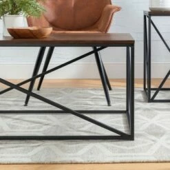Lina Modern Geometric Coffee Table Dark Walnut - Saracina Home -Coffee Tables Elegant store unnamed file 1822