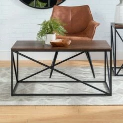 Lina Modern Geometric Coffee Table Dark Walnut - Saracina Home -Coffee Tables Elegant store unnamed file 1823