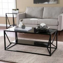 Finsfil Glass-Top Cocktail with Storage Black - Aiden Lane -Coffee Tables Elegant store unnamed file 1841