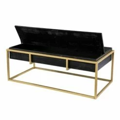 Riexe Reclaimed Wood Storage Cocktail Table Black/Brass - Aiden Lane -Coffee Tables Elegant store unnamed file 1857