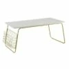 Marge Modern Coffee Table with Magazine Rack White Faux Marble/Gold - Saracina Home