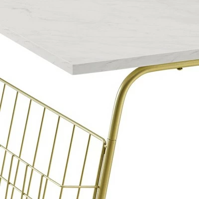 Marge Modern Coffee Table with Magazine Rack White Faux Marble/Gold - Saracina Home 6 Marge Modern Coffee Table with Magazine Rack White Faux Marble/Gold - Saracina Home - Image 4