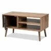 Yuna Natural Wood and Metal 1 Door Coffee Table Brown/Black - Baxton Studio -Coffee Tables Elegant store unnamed file 1922