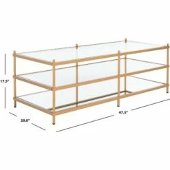 Cathal Glass And Mirror Coffee Table - Gold/Glass - Safavieh -Coffee Tables Elegant store unnamed file 1938