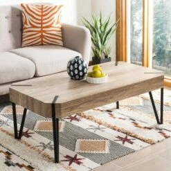 Liann Wood Top Coffee Table Brown - Safavieh