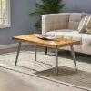 Villard Boho Handcrafted Mango Wood Parquet Coffee Table Natural Honey/Gray - Christopher Knight Home -Coffee Tables Elegant store unnamed file 1952
