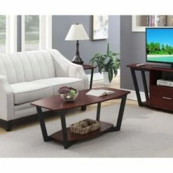 Graystone Coffee Table with Shelf Cherry/Black Frame - Breighton Home